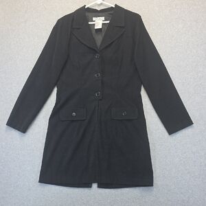Dawn Joy Black Longline Blazer Jacket Button Front Size 13/14
